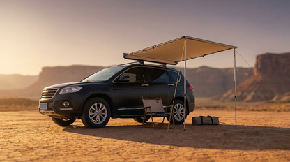 4.6 Ft. X 6.6 Ft. Car Side Awning, Retractable Vehicle Shade with UV50+ Waterproof Storage Bag, Suitable for Truck, SUV — Lifestyle