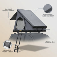 Roof Top Tent Hardshell Rooftop Tent for Van SUV Truck Car Overland Tent Camping for 2-3 Person with Ladder — infographic