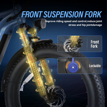 Electric Bike 26" X 4.0 Fat Tire Electric Bike,Peak 1500W Motor Ebike for Adults with 48V 720WH Removable Battery, up to 60Miles