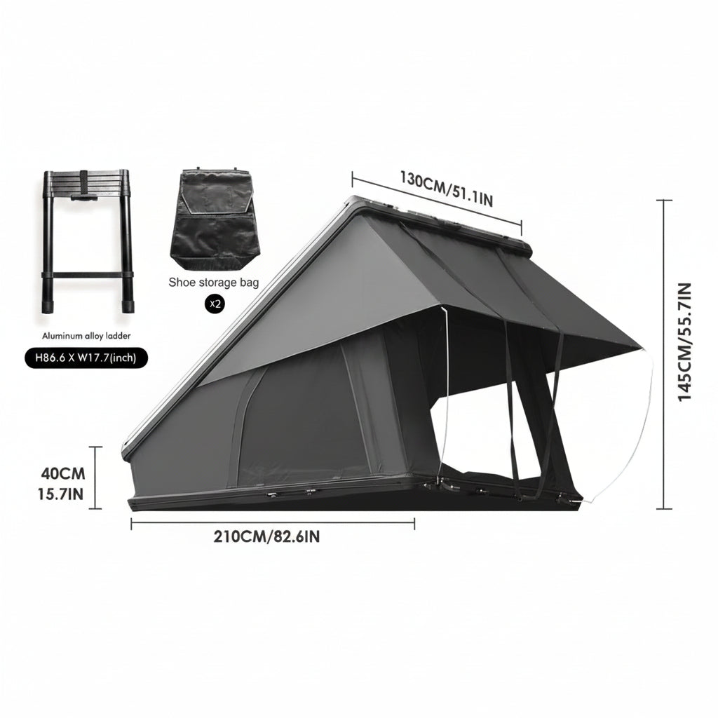 Hardshell Rooftop Tent | 2-3 Person | Aluminum Shell | With Ladder