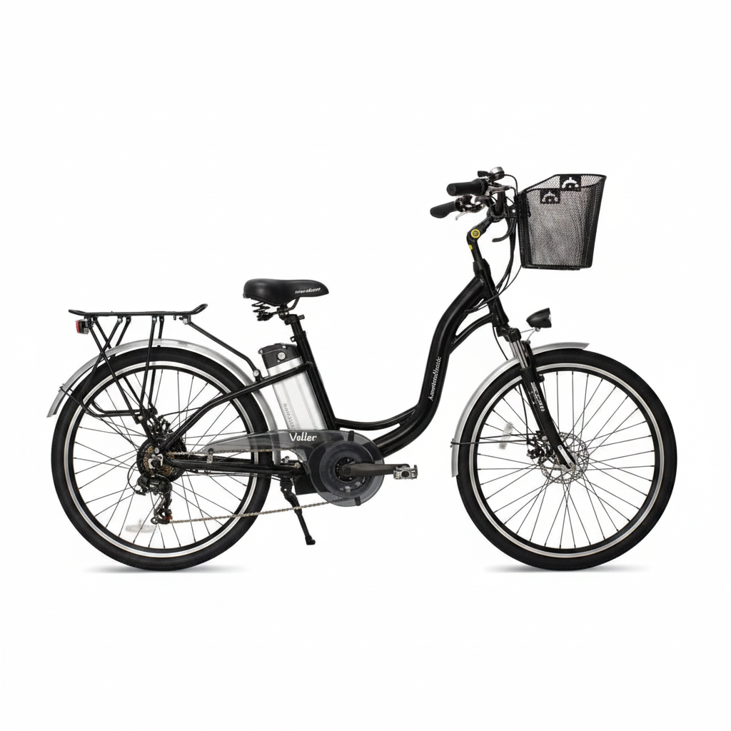 350W Electric Beach Cruiser Electric Bike, Black